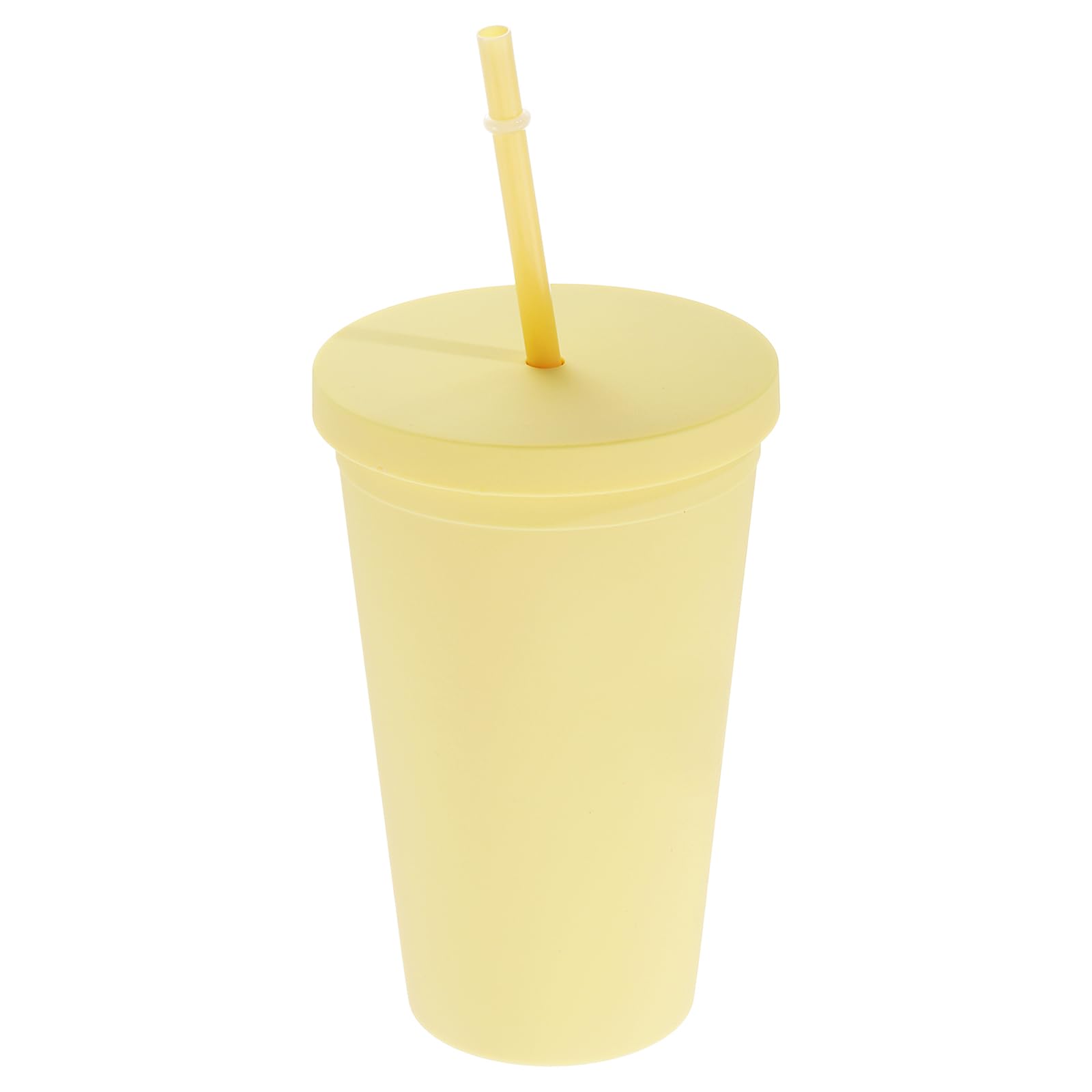 Uxcell Acrylic Tumbler with Lid and Straw, 15 Oz Insulated Double Wall Cups for Ice Coffee, Matte Travel Tumblers for Birthdays Gifts, Parties (Candy Yellow)