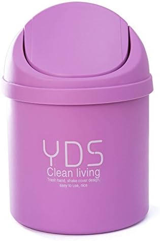 Katherine PP Wave Cover Kitchen Countertop Mini Trash Can Office Desktop Wastebasket (Purple)
