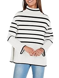 ANRABESS Women's Striped Long Sleeve Tutrleneck