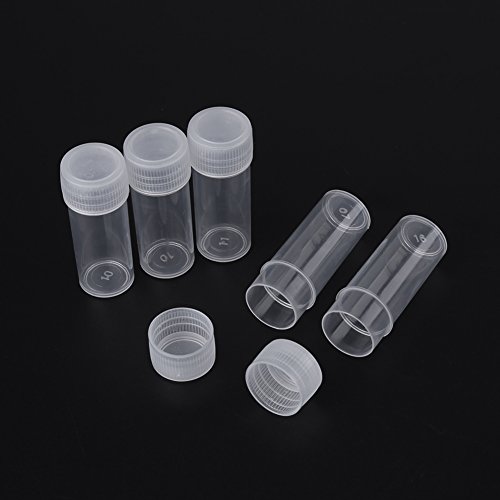 Hilitand 50Pcs 5ml Volume Plastic Sample Bottles Small Storage Container Test Tube Vial Storage Container 15mmx40mm/0.59x1.57inch