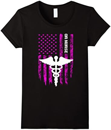 Women's Nurse Flag Shirt for Operating Room Nurse - OR Nurse Large Black