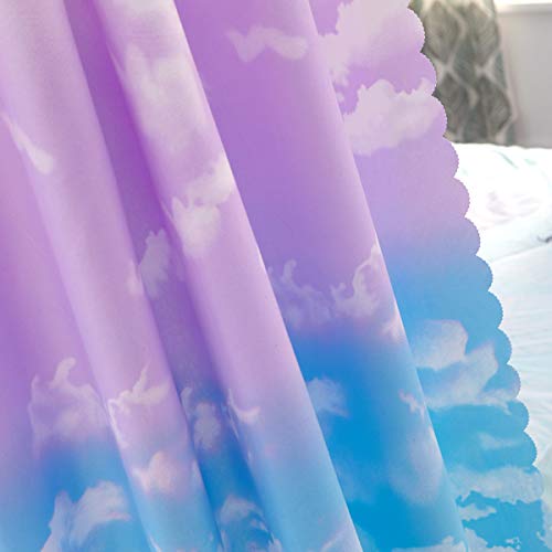 Mengersi Pink Cloud Sky Rainbow Canopy Bed Curtains Bed Drapes for