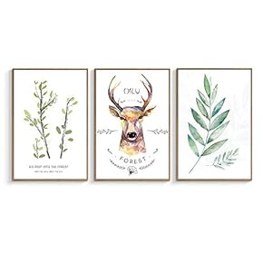 Framed Canvas Wall Art for Living Room, Bedroom Beautiful Deer in Forest Canvas Prints for Home Decoration Ready to Hanging - 16"x24"x3 Panels