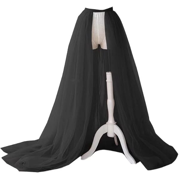 Flowerry Women's Tiered Tulle Wedding Skirt - With Train, Ruffle Bustle, White, XXL (Custom Sizes Available)