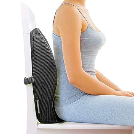 GrinHealth Memory Foam Backrest Cushion (Black) Support Mid Back