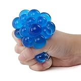 Anti Stress Reliever Grape Ball Hand Wrist Squeeze Toy Squishy Mesh Ball Gift (Blue)