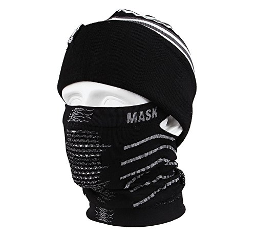 Lorsoul Outdoor Face Mask Balaclava - Multifunctional Seamless Headwear Neck Warmer for Men Women Winter Warm Motorcycle Hiking Running Cycling Ski Snowboard (Black) - Thumbnail 7
