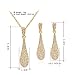 YINLI Full Crystal Rhinestone Gem Tear Drop Pendant Necklace Earrings Jewelry Sets