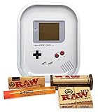 Bundle - 5 Items - RAW Classic 1 1/4 Rolling Papers, 79mm Roller, Pre-Rolled Tips with Leaf Lock Gear Mini Rolling Tray (Portable Game) and Hippie Butler Kewl Tube