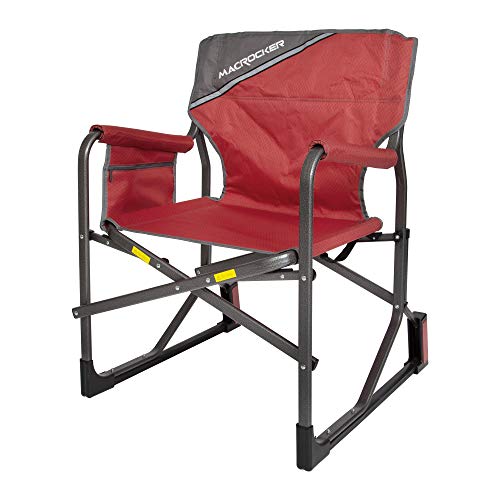 Mac Sports C2163A-100 MacRocker Foldable Outdoor Rocking Chair | Collapsible Folding Rocker Springless Rust-Free Anti-Tip Guard for Camping Fishing Backyard | Weight Capacity up to 225 lbs – Red