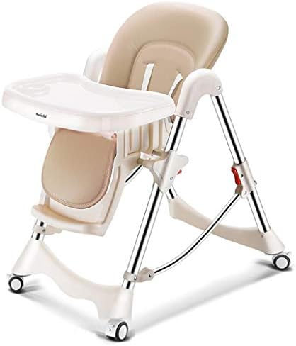HuaHua Furniture High Chair, 4-in-1 Toddler Adjustable Folding Dining Chair Baby Infant Feeding Compact HighChair with Removable Double Tray,6 Different Heights && 4 Wheels (Color : B)