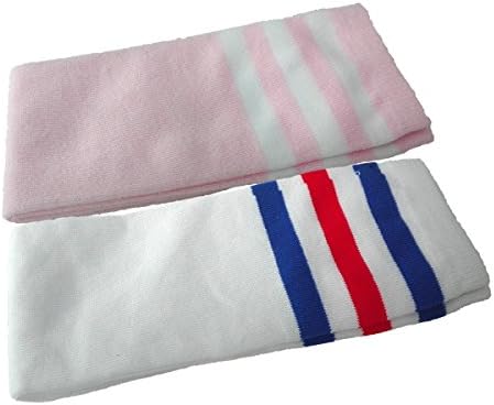2-5 Pairs Striped Sport Knee Socks for Girls Boys 3-8 years (2 pairs pink and white)