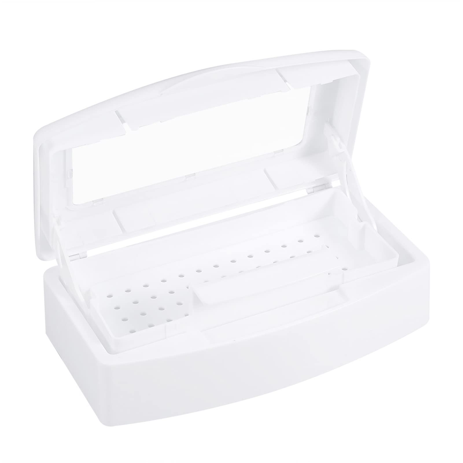 Nail Tools Sterilizer Tray, Manicure Tools Sterilizing Storage Box with Detachable Tray Self Draining Basket for Salon and Home Use