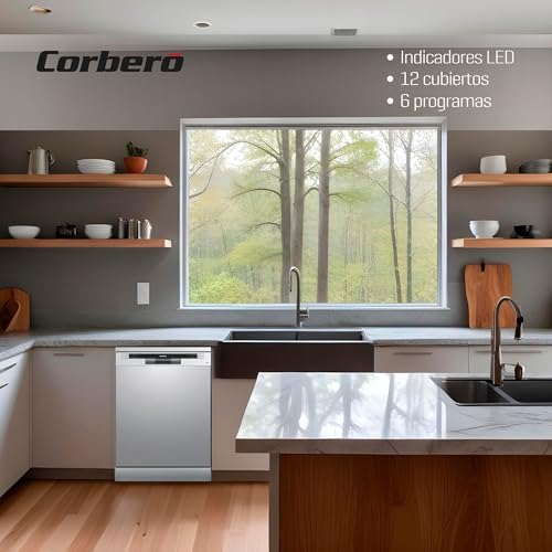 Corbero-gama de máquinas de lavar louça plus | clvm605x | 12 serviços| 6 programas com 4 temperaturas, indicadores led, cor aço inoxidável, início atrasado, meia carga, função início-pausa, 49 db, eficiência energética e