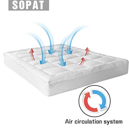 SOPAT Extra Thick Mattress Topper Twin, 400TC 100 Cotton Pillow Top