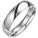 Flongo Men's Black Real Love Heart Matching Stainless Steel Couples Engagement Ring Wedding Promise Band, Size 16