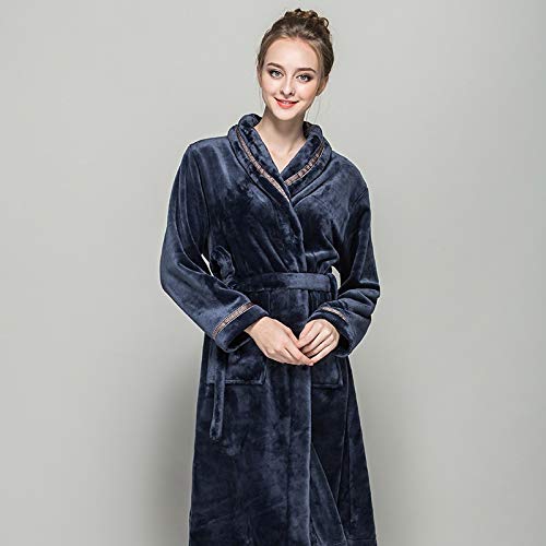 NEARTIME Men&Women Sleepwear, Winter Plush Soft Warm Shawl Bathrobe Lengthen Thicken Home Clothes Robe Coat