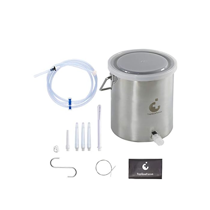 TopQuaFocus Stainless Steel Enema Bucket Kit for Colon Cleansing Reuseable Enema kit - Suitable for Coffee, Water and…
