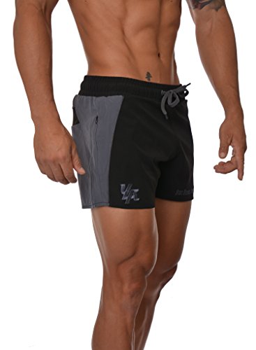 image for YoungLA Men's Bodybuilding Gym Running Shorts 101 X-Large Gray, Gray/B