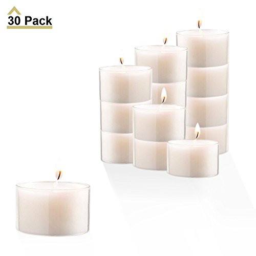 Stock Your Home 8-Hour Burning White Unscented Classic Tea Light Candles Great for Weddings, Parties, Special Occasions & Home Decorations (Set of 30)