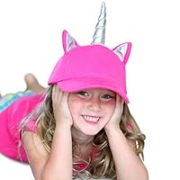 Girls Unicorn Hat - Pink Unicorn Baseball Cap for Little Girls with Silver Unicorns Horn, Kids Unicorn Gift for Girls Sun Hat with UV Protection