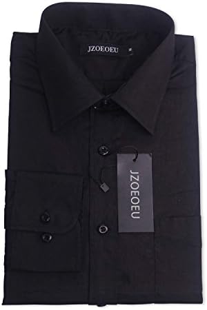 JZOEOEU Mens Long Sleeve Dress Shirt Slim Fit Button Down Spread Collar Shirt (M, Black)