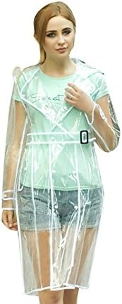 Women's EVA Transparent Raincoat Lightweight Portable Rainware Waterproof Rain Jacket