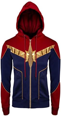 Captain Marvel Hoodie Brie Larson Cosplay Zip Up Costume Women