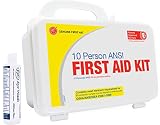 Genuine First Aid 9999-2128 Bulk First Aid Kit, 10 Person ANSI/OSHA, Plastic Case, Basic with Eyewash
