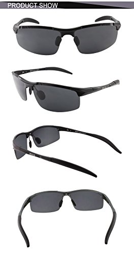 Duco Men's Sports Style Polarized Sunglasses Driver Glasses 8177S (Black Frame,Gray Lens)