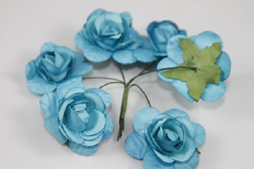 Mini Rose Bulk Paper Flowers 0.5" Turquoise (144 Stems)