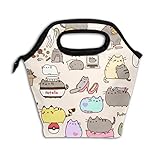 Pusheen Cat Insulated Reusable Lunch Box Portable Lunch Tote Bag Meal Bag Ice Pack