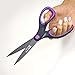 Officemate 8-Inch Non-Stick Scissors with Soft Grip Handle, Black Blades with Black/Purple Handle (94147)