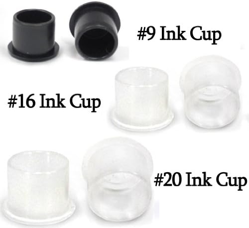 Tattoo Ink Cup Supply 100pcs of each size: #9, #16, &amp; #20 -300pcs Total- by WorldWide Tattoo Suppy