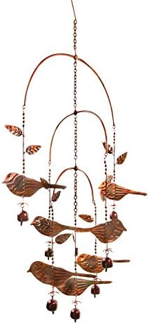 Birds and Bells Mobile Wind Chime - Flamed Copper Finish