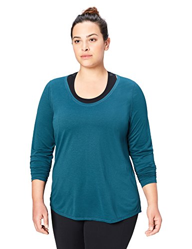 Core 10 Women's Plus Size 'Lighter Than Air' Performance Long Sleeve T-Shirt (XS-XL, Plus Size 1X-3X), Marine Heather, 2X