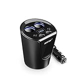 BESTEK 2-Socket Cigarette Lighter Power Adapter DC Outlet Splitter 3.1A Dual USB Car Charger for iPhone 7/ 7 Plus, iPad, Samsung and More- Black