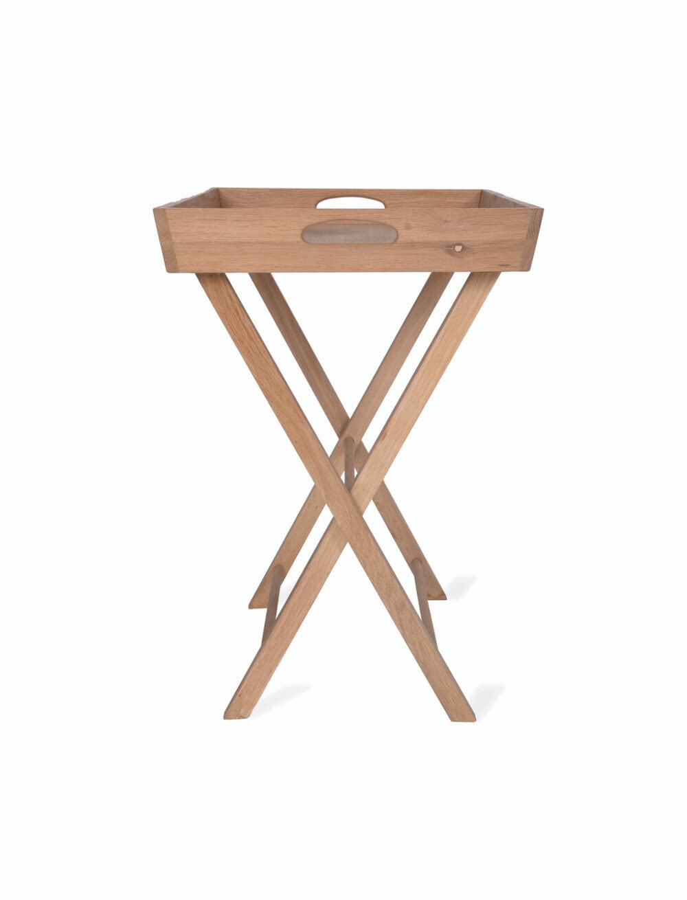 Garden Trading Hambledon Butlers Tray Table | Crafted in Raw Oak | Indoor Use Only | H68 X W57 X D45cm | Portable Side Table | Fully-assembled | Legs Are Foldable For Ease Storage