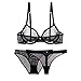 Women See-Through Lace Push Up Transparent Sheer Bras for Women (N279+N082, 36B, Black add Thong)