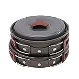 VINQLIQ Camping Campfire Cookware Mess Kit Kitchen Cooking Equipment Set Lightweight Durable Bowls Pot Pan Kits Backpacking Gear for Outdoors, Backpacking, Hiking, Picnic