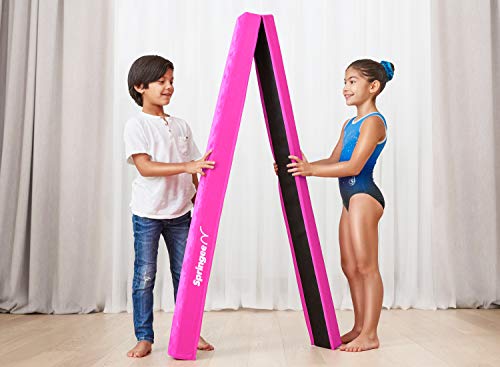 Springee 10ft Balance Beam - Extra Firm - Suede Folding Gymnastics Beam for Home - Pink