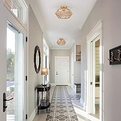 VILUXY Woven Rattan Light Fixtures Ceiling