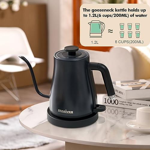 Stariver Electric Kettle Gooseneck Kettle, 1.2L Water Kettle, BPAFree