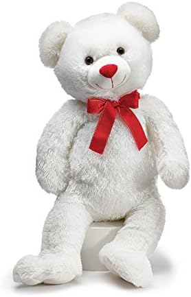 Adorable 28 Inch white Teddy Bear With a cute Red ribbon bow