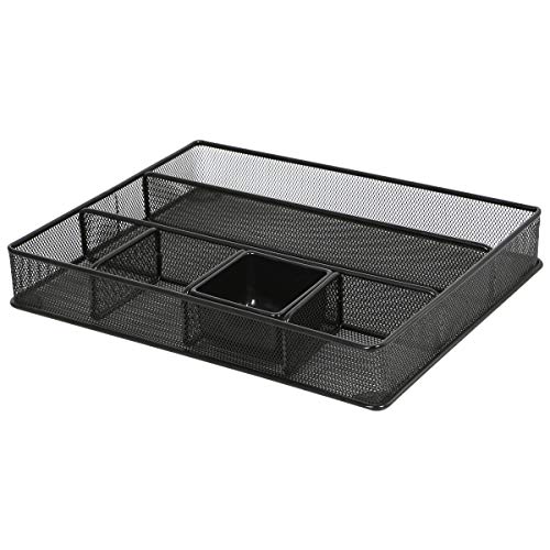 DESIGNA Desk Drawer Organizer Tray, Metal Mesh Pencil Organizer for Desk Drawer, for Home Office and School, Black - Thumbnail 7