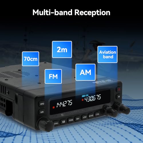 Retevis MA1 Amateur Radio Station, 50W Amateur Radio with Detachable Control Panel, Multi-Band Repeater, 2m/70cm/FM/AM, 800 Channels, Mobile Transceiver for Trucks, Amateur Events (1 Piece)