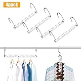 Closet Space Saving Hangers for Clothes Pants- 10.5 Inch Metal Wonder Hangers Stainless Steel Magic Cascading Hanger Updated Hook Design Closet Organizer Hanger