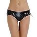 YiZYiF Women's Lace-up Crotchless Panties Faux Leather Brief Underwear Black XX-Large