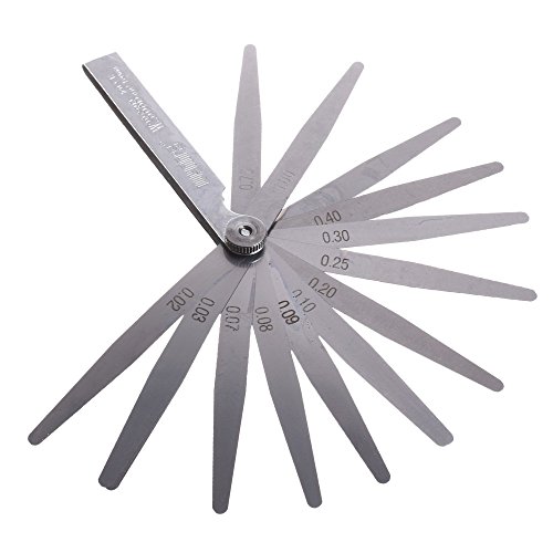 Bluecell Silver Color 0.02-1mm Thickness Tapered Feeler Gauges,17 in 1