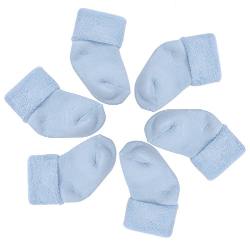 VWU 6 Pairs Baby Solid Color Cuff Socks Thick Cotton Socks 0-12 Months